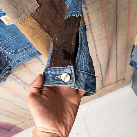 custom Upcycled patchwork carhartt chore jacket - Picture 7 of 8